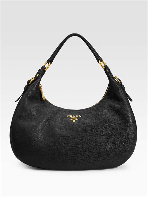 prada hobo zip top vitello daino soft calf medium black